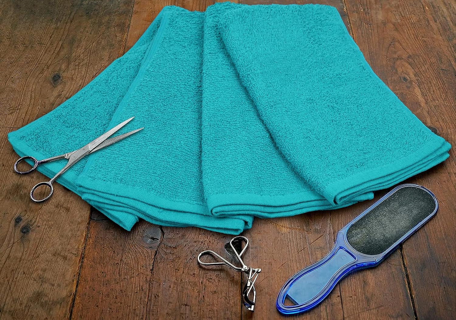 Salon Towels – Pack of 24 (16"x27") 100% Cotton Ring Spun (Not Bleach Proof) Ultra Soft, Highly Absorbent Hand Towels – Bulk for Spa, Gym & Salon (Turquoise)