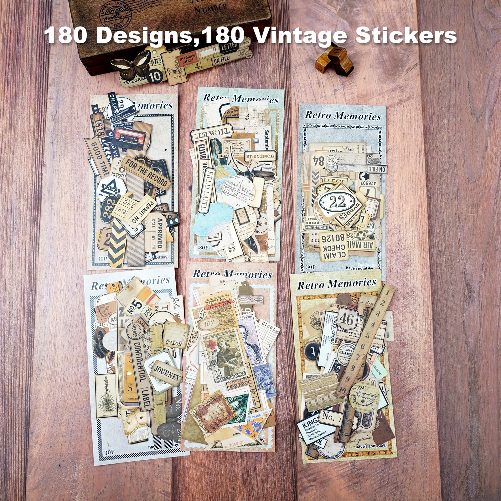Vintage Stickers for Scrapbooking - 180 Pcs -2 Vintage Stickers for Scrapbooking - 180 Pcs -2