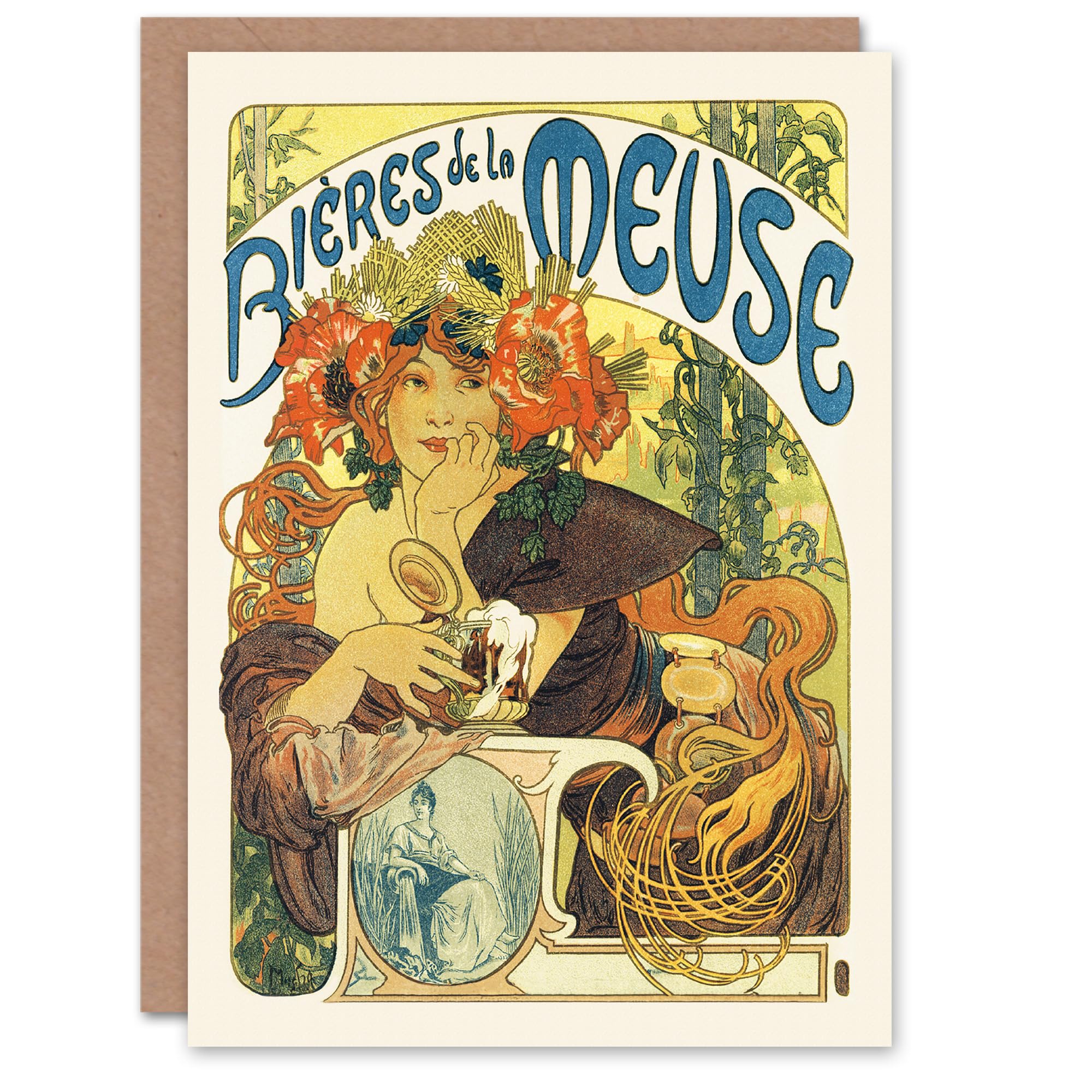 Artery8 Alphonse Mucha Art Card Bieres de la Meuse Art Nouveau