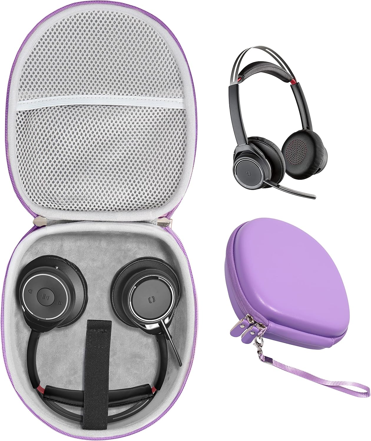 Alltravel Headset Case for Plantronics Voyager Focus UC, Blackwire 3210, C3210, 5210, 5220, 3220; Also for Jabra Evolve 65, 65UC, 40, 40 UC, 20 UC; H800, H820e, H390, h540, H650e, H570