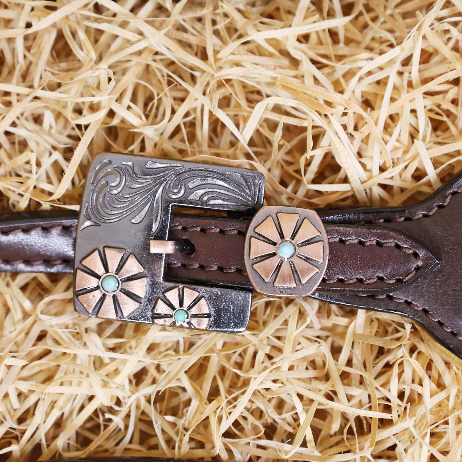 Leopard Print One Ear Western Horse Headstall & Breast Collar Set with Silver Studs - Premium Argentina Cow Leather - Ideal for Horse Lovers