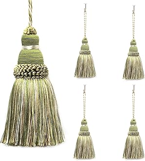 Fenghuangwu Colorful Tassel Key Tassels Elegant DIY Accessories for Curtain and Home Decoration… (Mix Green, 4P)