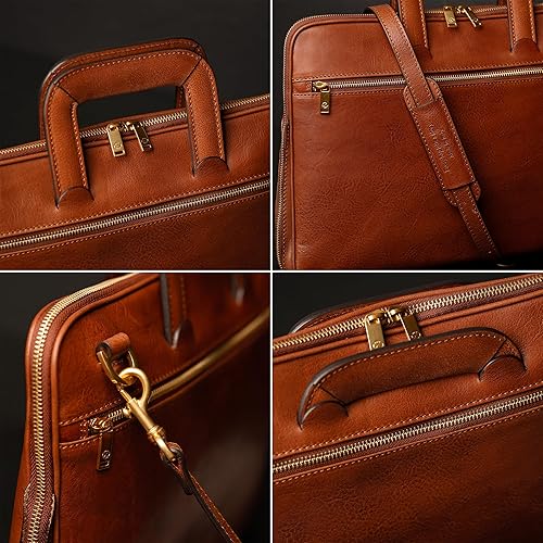 Miniatura 5 de Time Resistance Maletín de cuero delgado - Bolsa de cuero italiana hecha a mano para computadora - Maletín para hombre y mujer - Bolsa para laptop