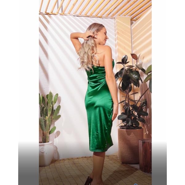 Romwe-Womens-Elegant-One-Shoulder-Sleeveless-Split-Hem-Satin-Party-Cocktail-Midi-Dress Romwe Women's Elegant One Shoulder Sleeveless Split Hem Satin Party Cocktail Midi Dress Green Small