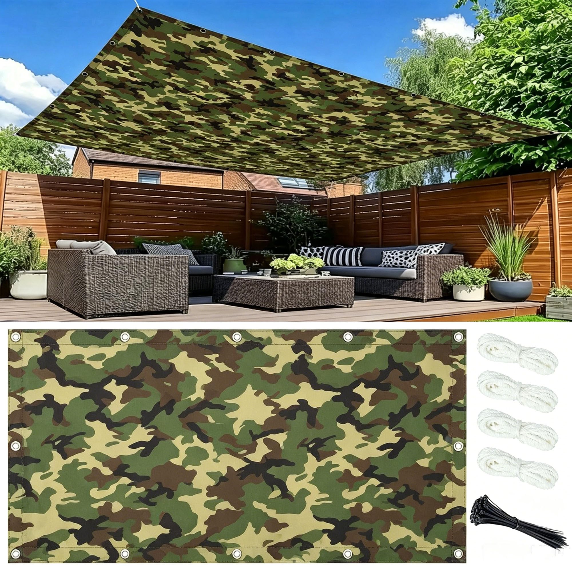 Sonnensegel 1.5x3M Wasserdicht Rechteckig mit Ösen, Sonnensegel Rechteck, Sonnenschutz Windschutz, inkl Befestigungsseile, Markisenstoff 95% UV-Schutz für Garten Balkon Terrasse