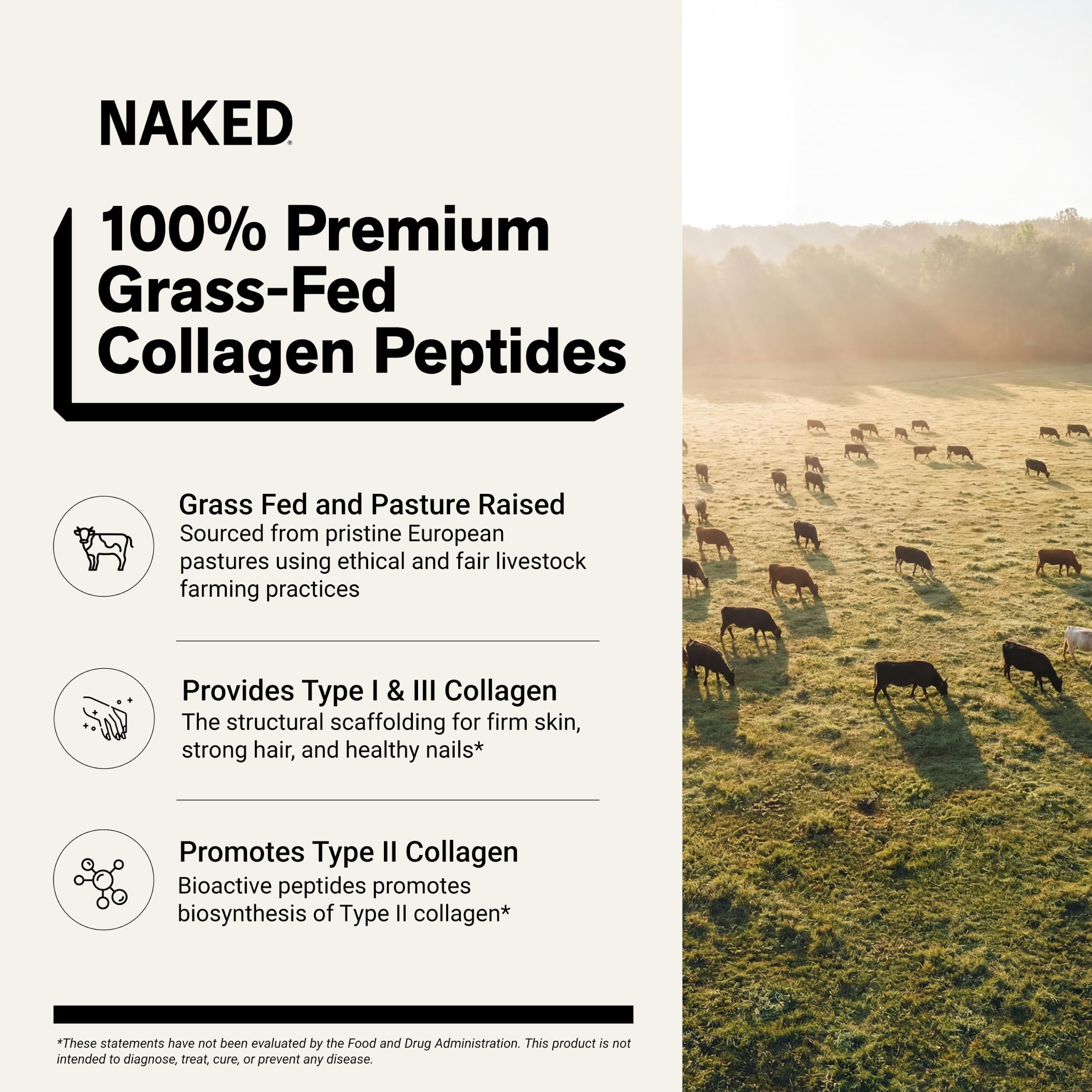 NAKED Collagen Stick Packs - Pasture-Raised, Unflavored Grass-Fed Hydrolyzed Collagen Travel Pack, Paleo Friendly, Non-GMO, Keto, Gluten Free, 30 Sachets — Amazon image 2