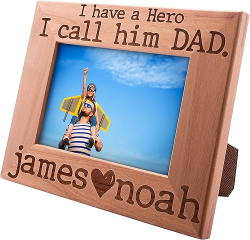 Be Burgundy Regalos del Día del Padre para papá, marco de fotos personalizado para papá con nombres, 4 x 6 pulgadas, regalos del día del padre de