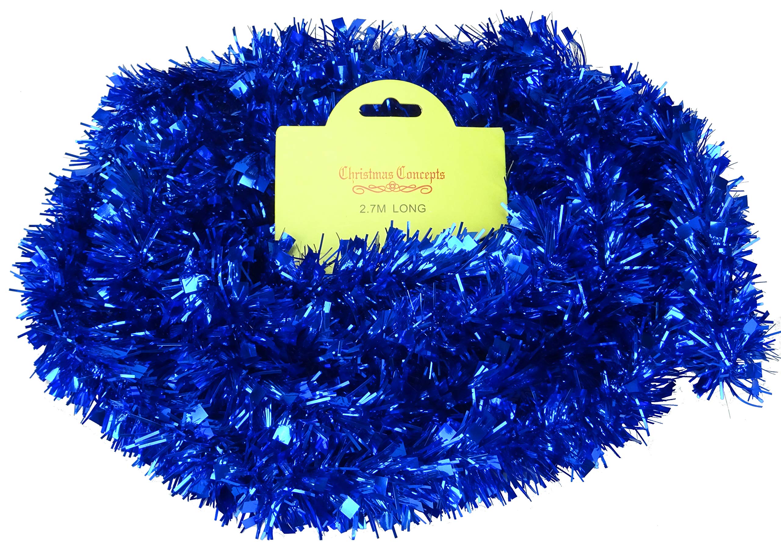 2.7m (9ft) Christmas Tinsel Garland - Christmas Tree Decorations (Electric Blue)