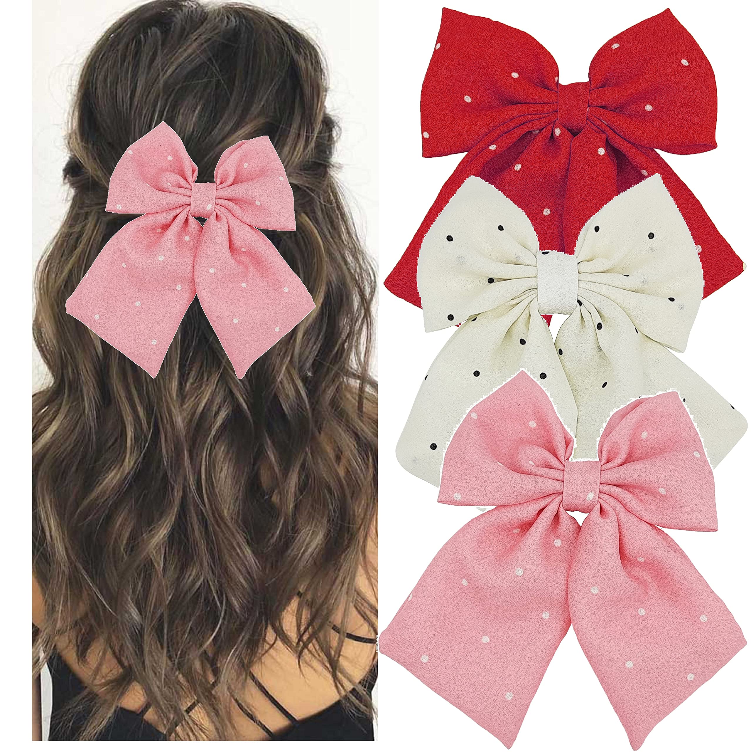 D K Fission 3Pc Large Cat Tail Bow Rubber Band; Handmade Bow Hair tie for Women & Girls (Pack of 3) (Polka Dot) (B09HHHPV2V) Amazon Price History, Amazon Price Tracker