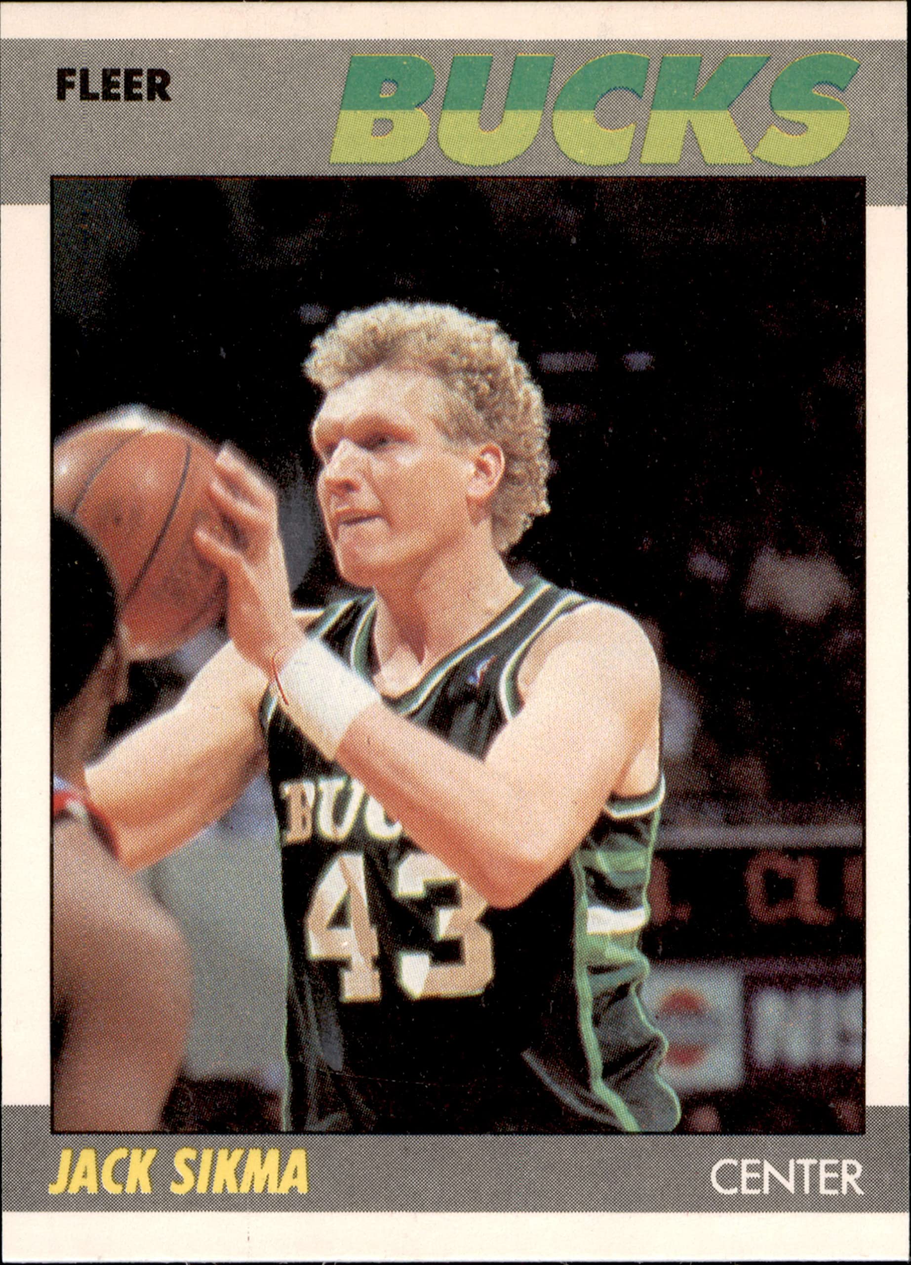 1987 Fleer # 100 Jack Sikma Milwaukee Bucks (Basketball Card) NM/MT Bucks Illinois Wesleyan University
