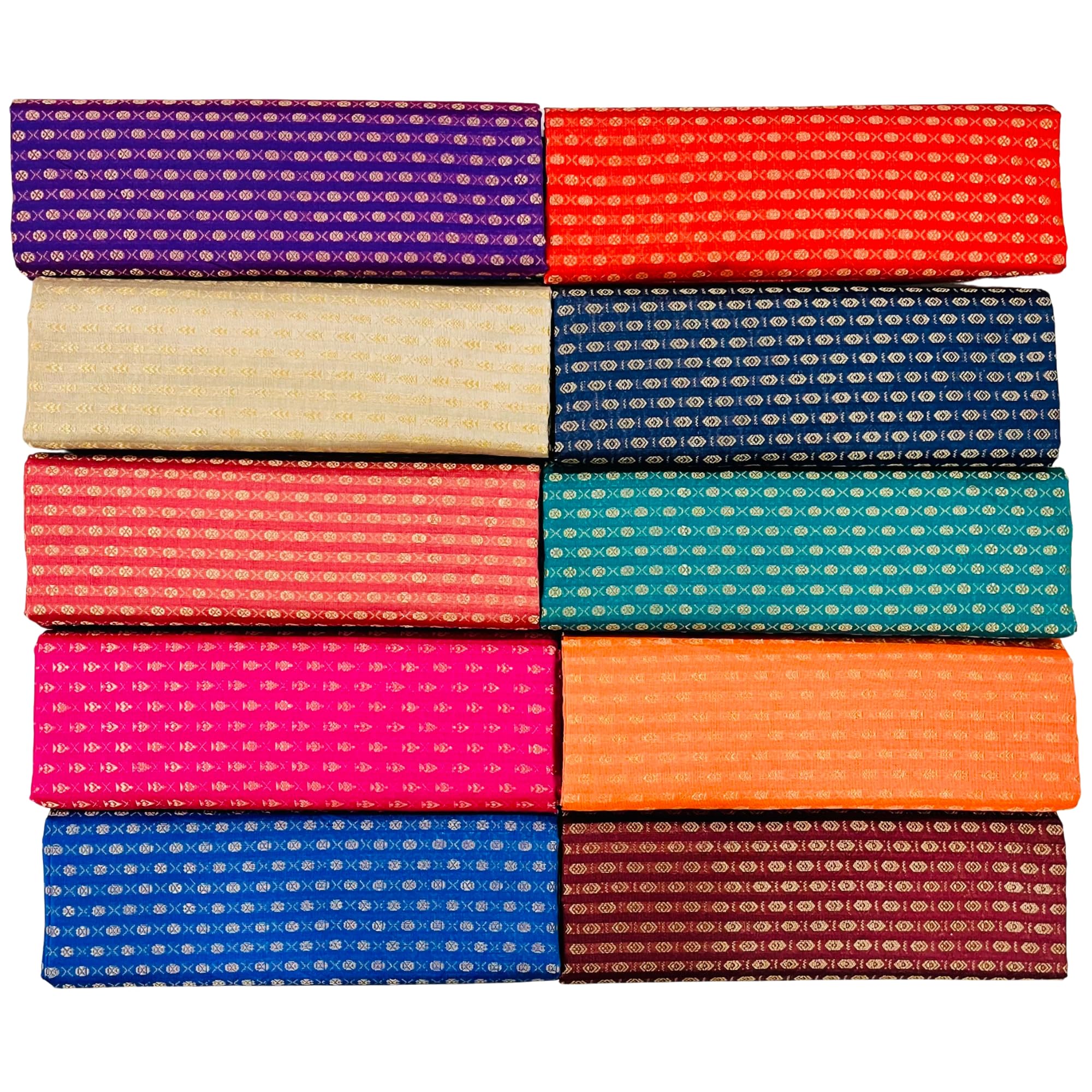 Women's Cotton Blend Unstitched Blouse Pieces Material Best For Return Gifting, Assorted Multicolor Fabric (Pack of 10 psc, 1 Meter Each)