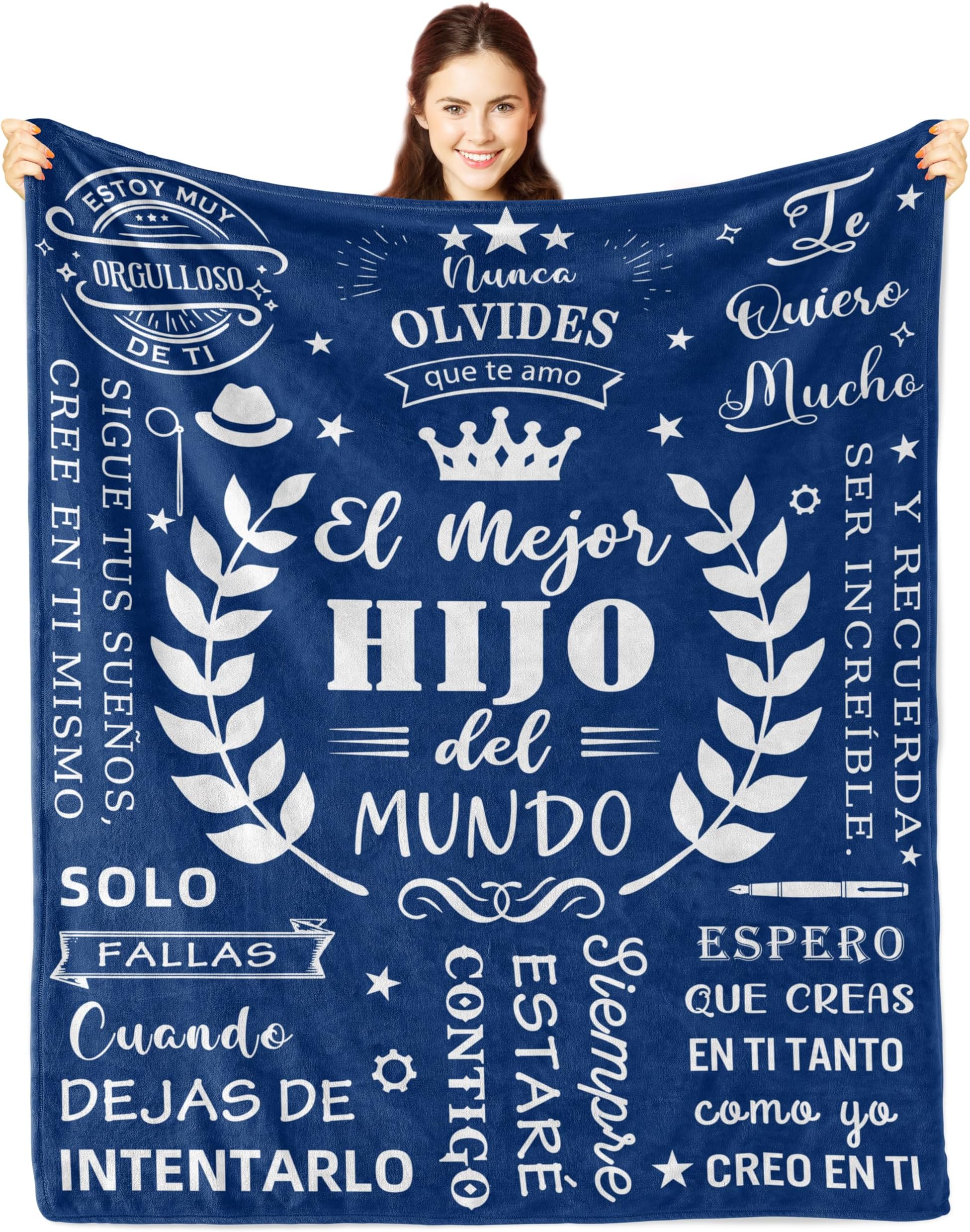 Nicetous Regalo para Mi Hijo, Gifts for Son in Spanish, Regalo de Cumpleaños/Graduación para Hijo, Manta para Hijo de Mama Papa, Birthday Gifts for Son Throw Blanket 60x50in