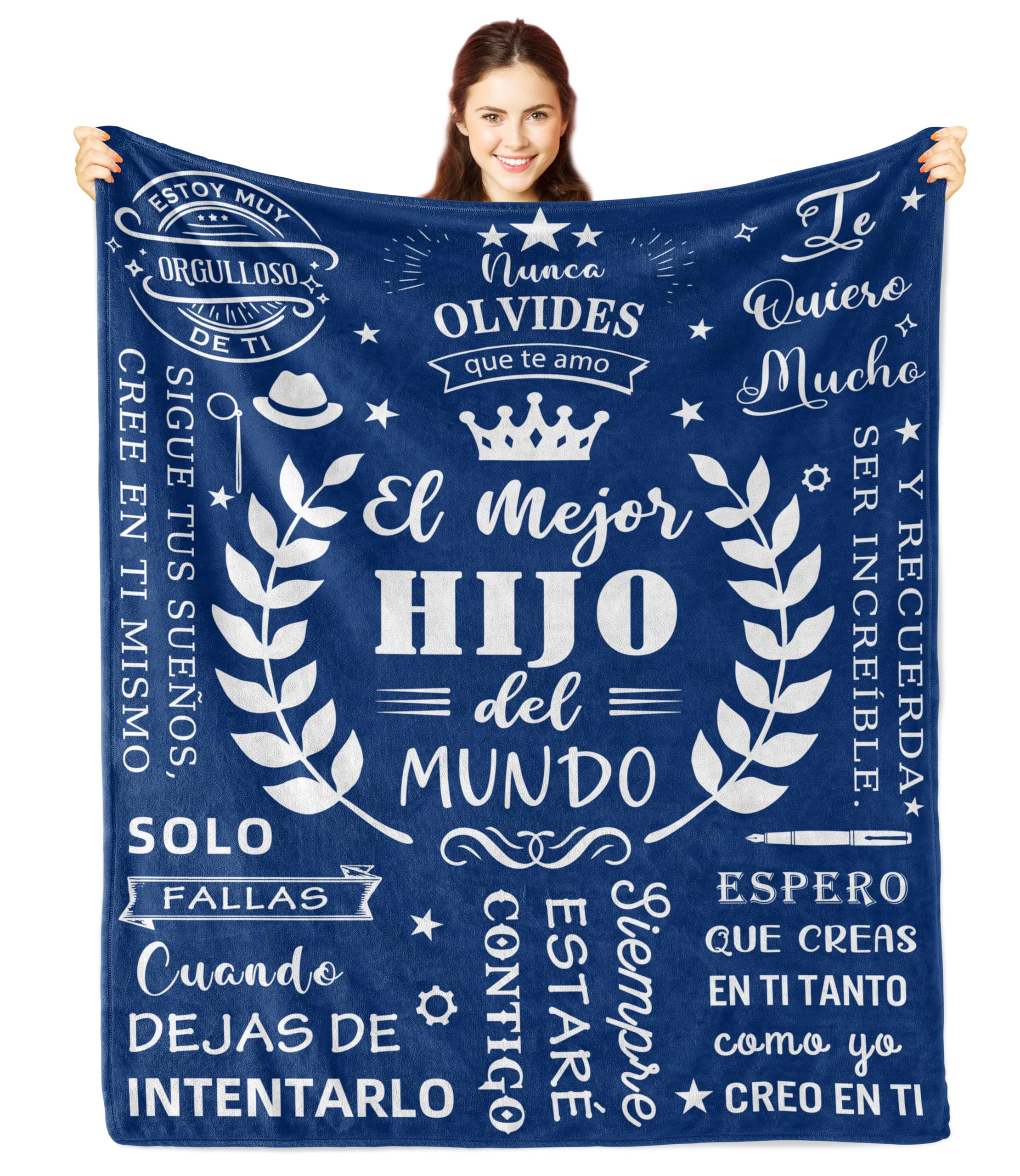 Nicetous Regalo para Mi Hijo, Gifts for Son in Spanish, Regalo de Cumpleaños/Graduación para Hijo, Manta para Hijo de Mama Papa, Birthday Gifts for Son Throw Blanket 60x50in