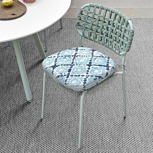 Miniatura 8 de LVTXIII Juego de 4 cojines para sillas de exterior, cojines de asiento de patio de 16 x 17 pulgadas de ancho con lazos, almohadillas repelentes al