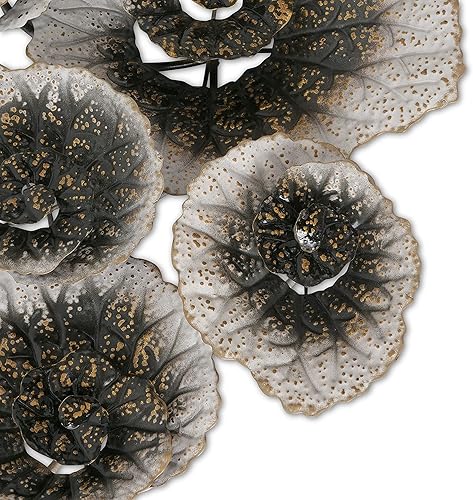 Miniatura 4 de WHW Whole House Worlds Modernist Home - Flores botánicas, escultura abstracta de metal para pared, decoración contemporánea, blanco, negro y dorado,