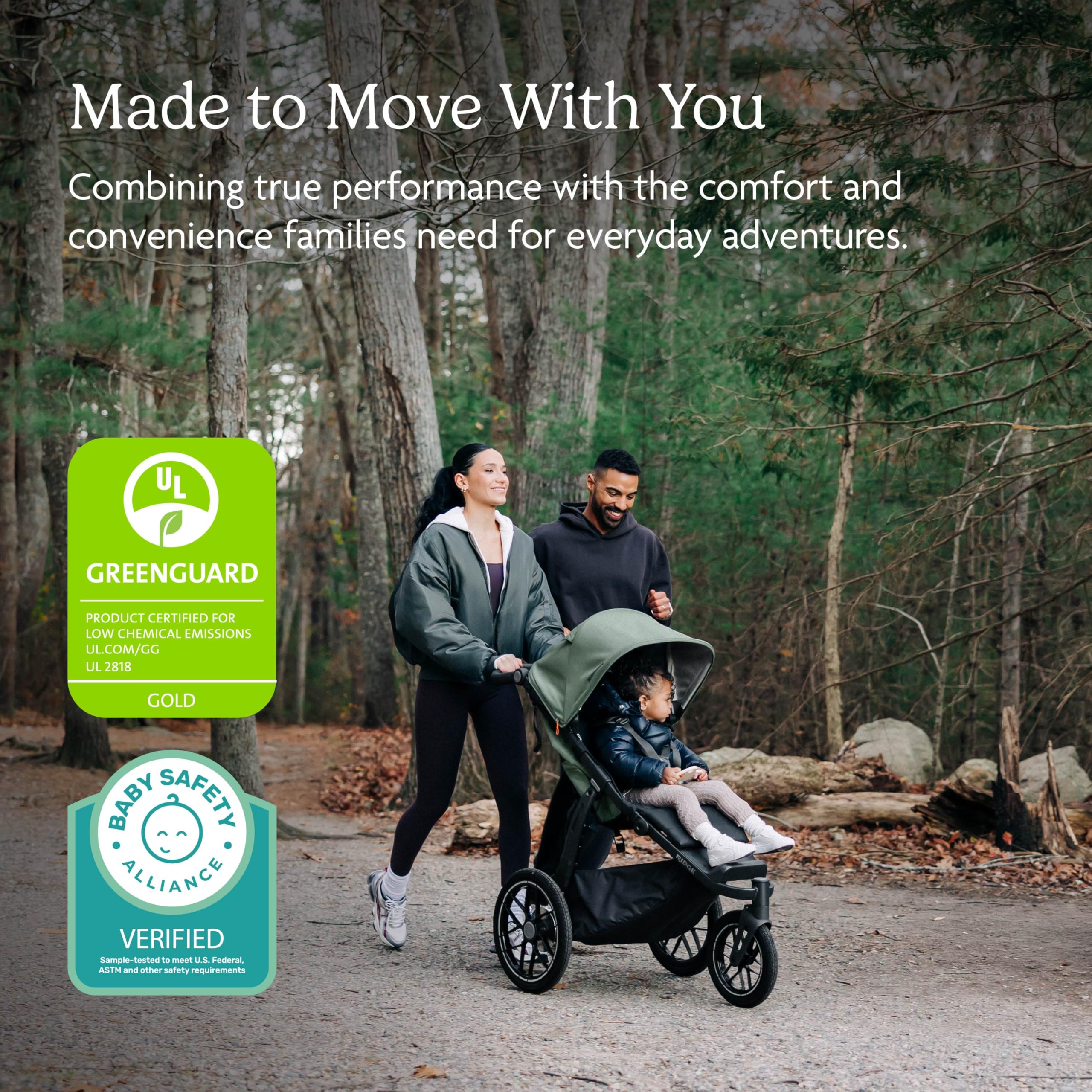 UPPAbaby Ridge V2 Jogging Stroller | All-Terrain Performance Suspension + Never-Flat Tires Built for Walking, Running + Trails | Water Bottle Holder Included | Savannah (Pearl Grey | Carbon Frame) - 4