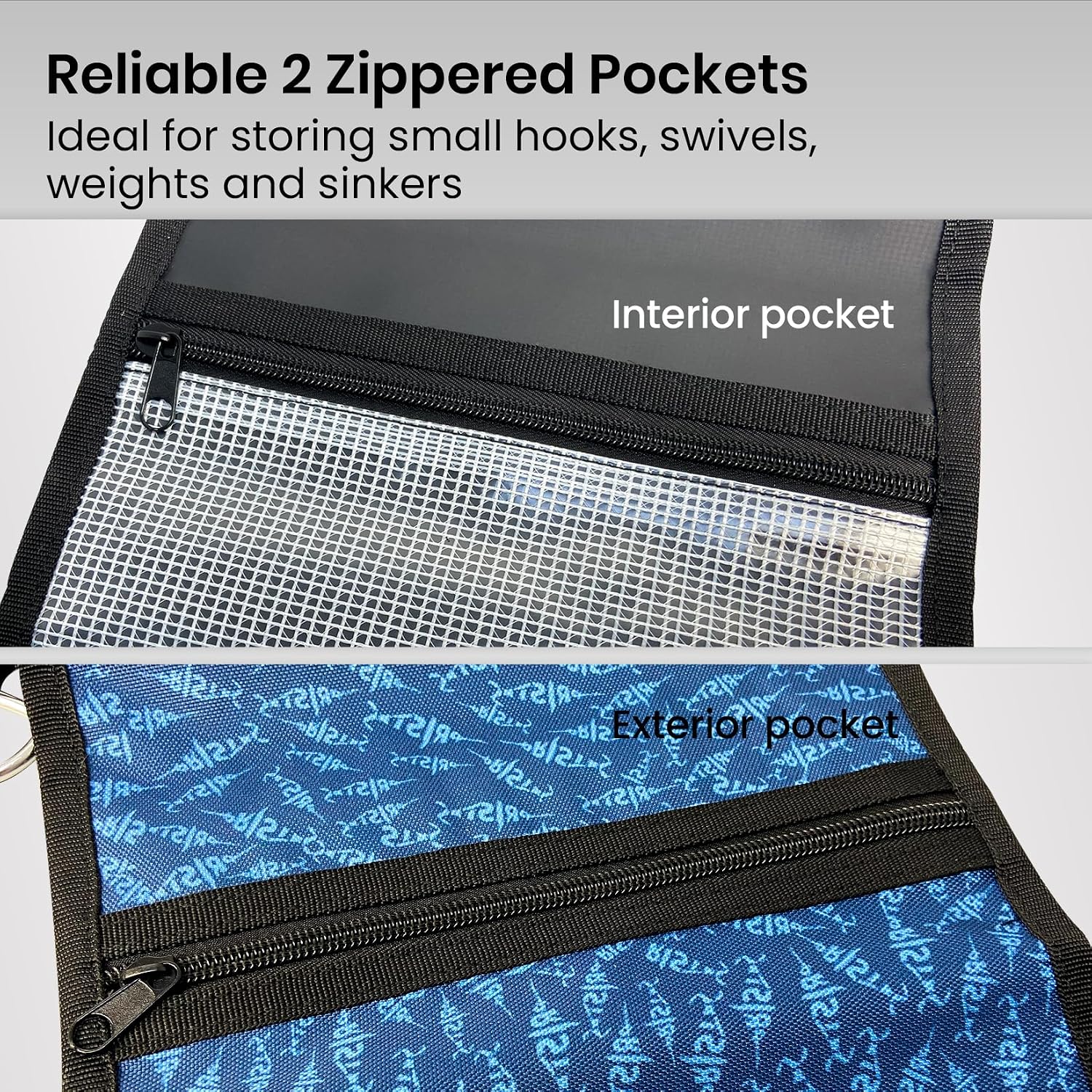 Pristis Fishing Soft Lure Storage Binder Bag, Bait Wallet Case Sea Blue | 6 Transparent Pocket Sleeves for Worm Rigs Lines, Durable Plastic Bug Organizer Tackle Accessory for Saltwater Freshwater