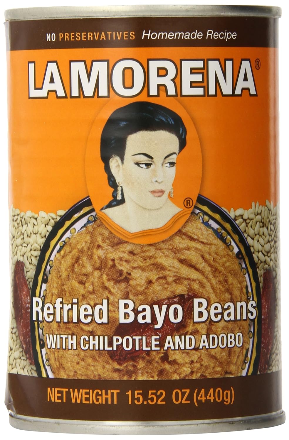 La Morena Refried Bean in Adobo Sauce, 15.5 Ounce (Pack of