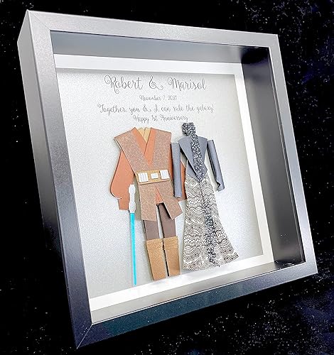 Miniatura 2 de Personalized Star Wars Wedding Gift, Paper First Anniversary Gift, Star Wars Valentine's Day Gift, Star Wars Bride & Groom Frame Star Wars Custom
