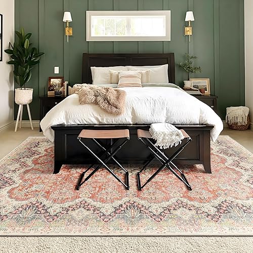 Vista 52 de Alfombras pequeñas de 2 x 3 pulgadas para entrada, alfombra bohemia verde para baño, pasillo, alfombra de cocina vintage, antideslizante, lavable