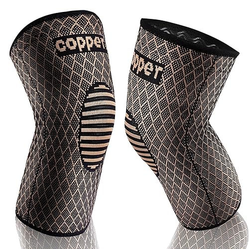 Rodilleras de cobre para el dolor de rodilla, hombres y mujeres, mangas de compresión de rodilla para ACL, desgarro de menisco, alivio del dolor