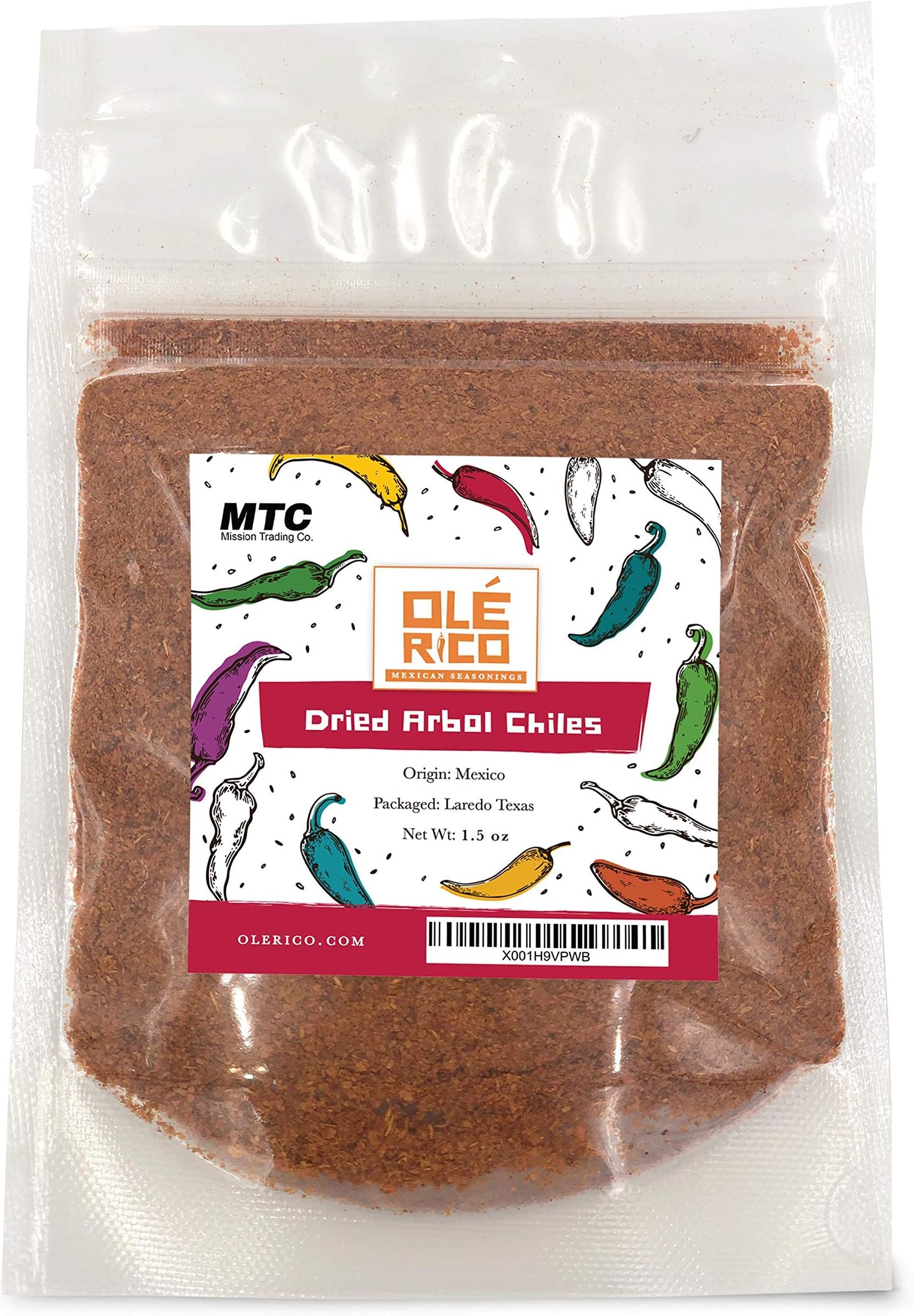 Chile De Arbol Powder Mix 1.5 oz With Red Chili Peppers Great For Mexican Recipes by OLÉ RICO