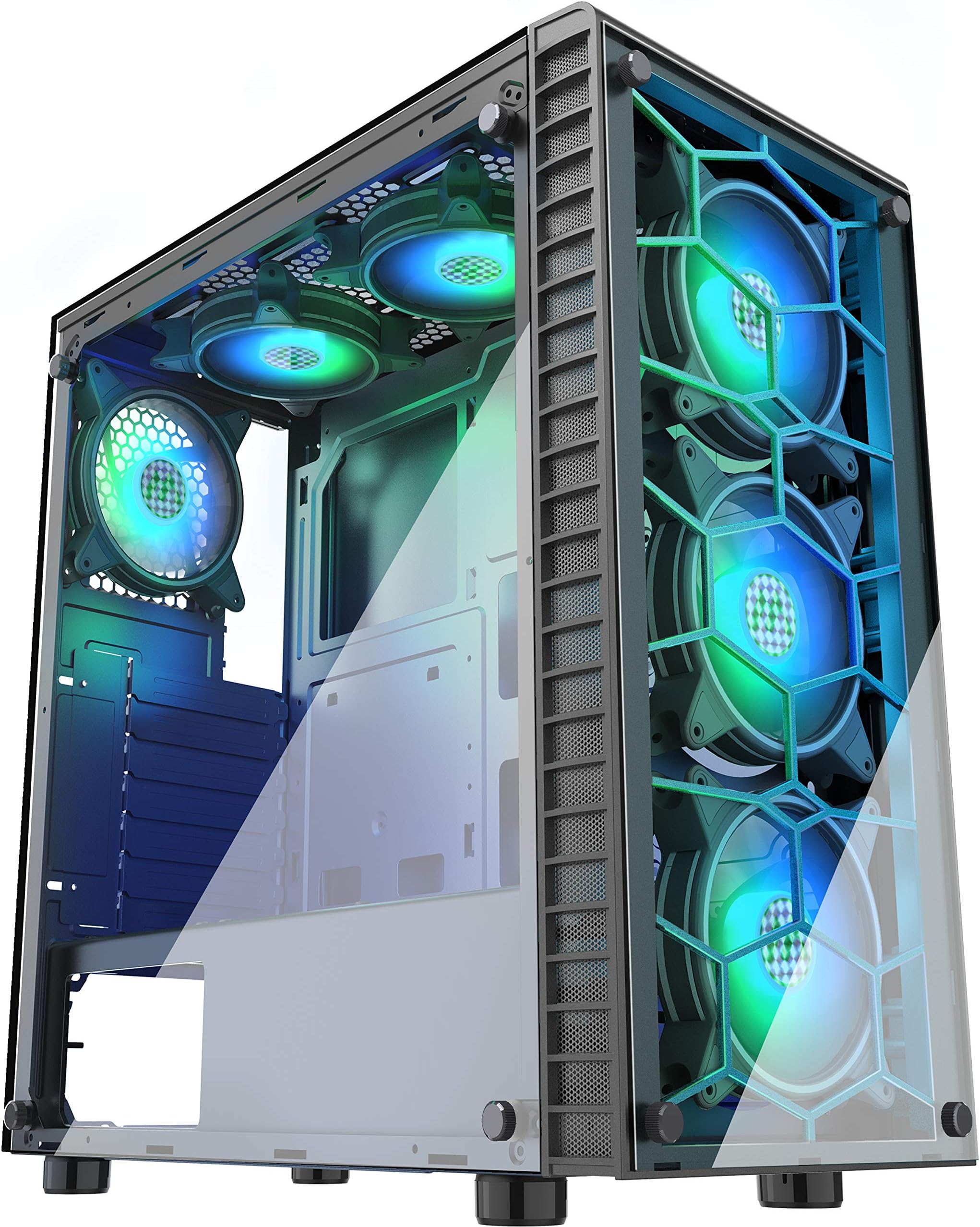 Amazon Com Musetex 903 S4 Atx Mid Tower Gaming Computer Case Tempered Glass Computer Gaming Case Window Desktop Pc Including 4x 1mm Case Fan Usb 3 0 Ports Cable Management Black 903 4 Rgb Fans Computers