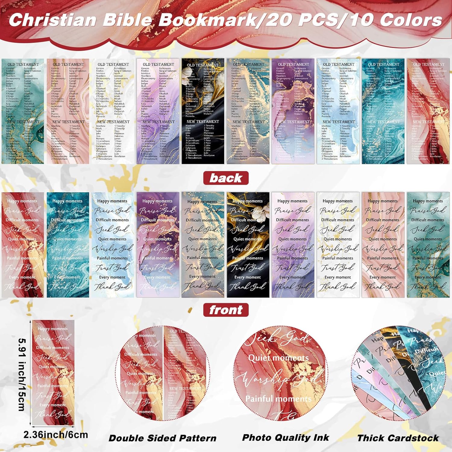 Spakon 20 Sets Christian Gifts Religious Bible Verse Pens Christian Bookmarks with Plastic Bags for Office Party Church Groups Supplies Valentine's Day Gifts - Image 3