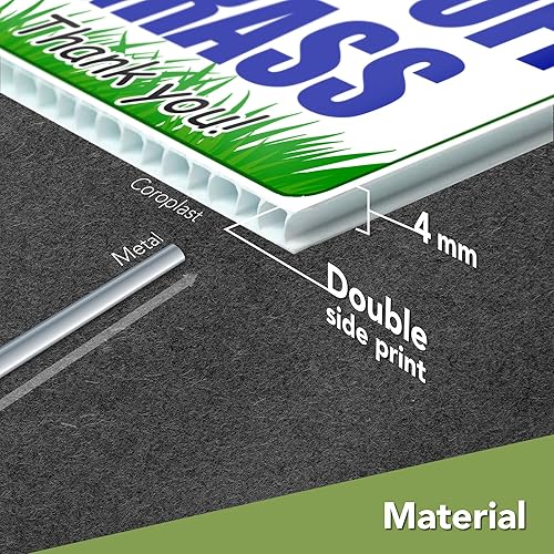 Miniatura 4 de Letrero de 3 piezas con estaca Keep Off Gras, 8 x 12 pulgadas, diseño de Coroplast de doble cara con texto en inglés Don't Walk on Grass Sign (Keep