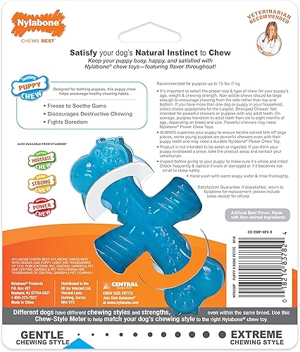Miniatura 9 de Nylabone Puppy Chew  Dura Masticar Mantequilla de Maní Hueso Paquete de 2 Juguete para perros