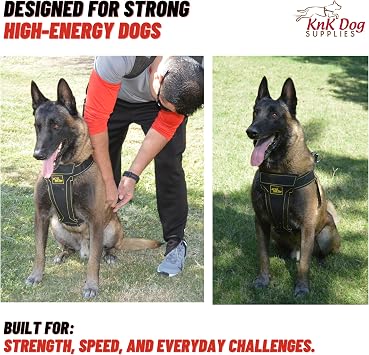 KNK Heavy Duty Dog Harness for Pitbull and Bullies Tactical Dog Harness for Large Dogs and XL Breeds Ultra-Durable Chest Support for Training, Walking and Strong Breeds