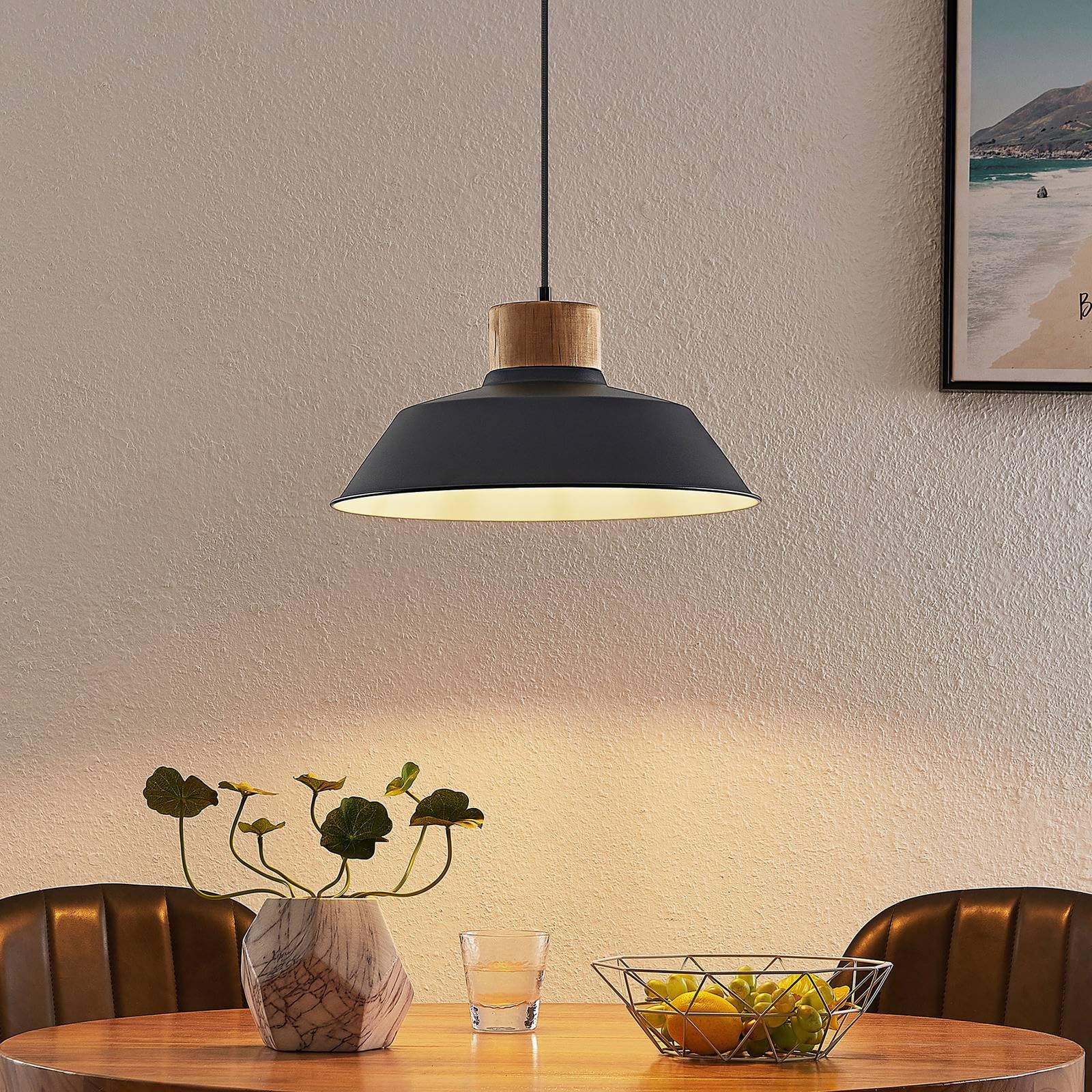 Lindby Pendelleuchte Nefeli (Retro, Vintage Antik) in Schwarz aus Metall (1 flammig E27) - Deckenlampe Esstischlampe Hängelampe Hängeleuchte Wohnzimmerleuchte