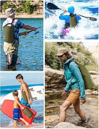 Miniatura 5 de HEETA Bolsa seca impermeable para mujeres y hombres (versión mejorada) 5L10L20L30L40L, bolsa de almacenamiento seca ligera con silbato de emergencia