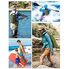 HEETA Waterproof Dry Bag for Women Men (Upgraded Version), Roll Top Lightweight Dry Storage Bag Backpack with Emergency Whistle for Travel, Boating, Kayaking, Camping, Beach (Dark Green, 5L)