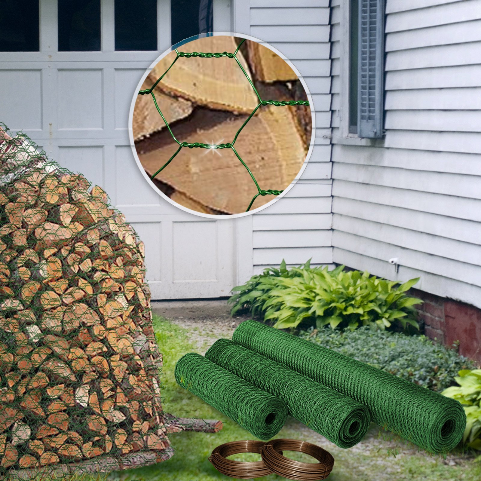 casa pura Grillage métallique galvanisé – Grille Anti-Volets et Fil de Volière - Grillage à Poule - Treillis métallique Anti-Rouille Maille hexagone, Épaisseur 0,8 mm 25mm - (H) 75 cm x (L) 25 m Vert