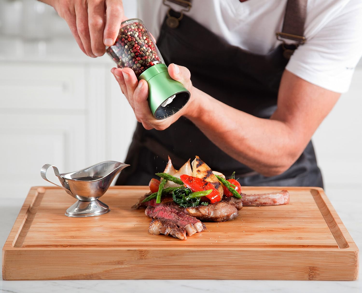 Butcher Block - Organic Bamboo Cutting Board w/Juice Groove - 17x13x1.5" -Butcher Block Cutting Board - Premium Quality and Professional Design - Bamboo Chopping Block