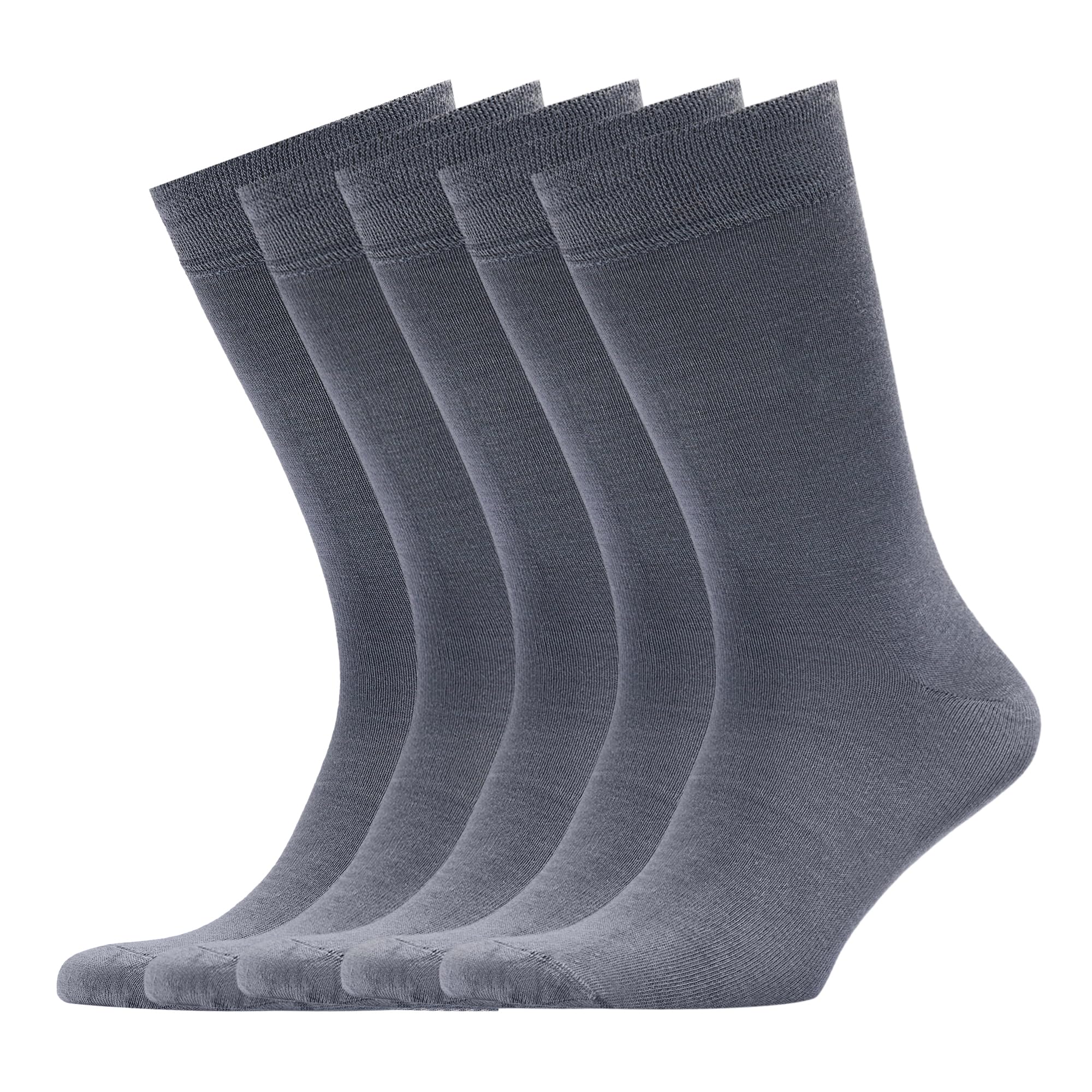 VRD Men's Dress Socks Bamboo Rayon, 5-Pack Crew Socks, Multiple Colors and Designs, Shoe Size 8-13, Gift Box