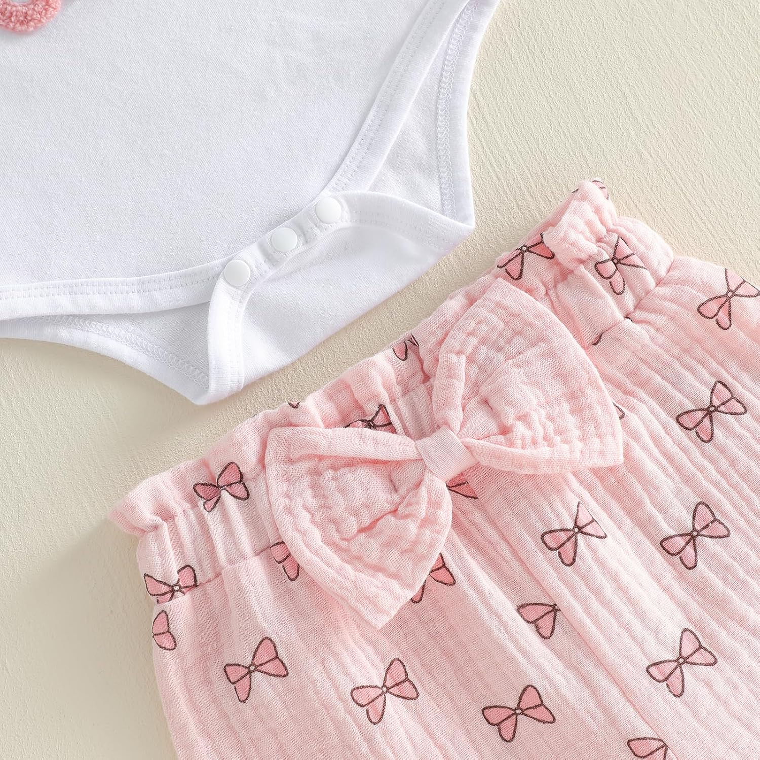 Daddys Little Girl Baby Clothes Short Sleeve Embroidery Romper Bow Pants Set Infant Newborn Daddy Girls Outfits - Image 7