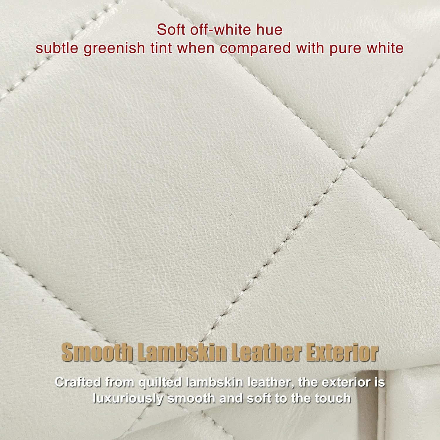 Quilted Leather Crossbody Bags for Women w/Detachable Gold Chain Strap, Designer Top Handle Bag, Shoulder Flap Purse - Image 3