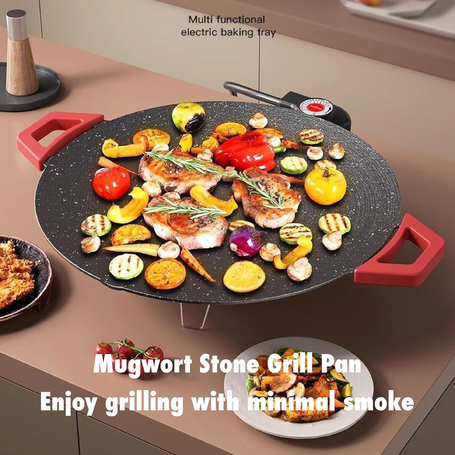 Large-Capacity Thickened Electric Griddle Multi-Function Non-Stick Pan Features a diatomite coating Ideal for grilling meat and frying dishes Perfect for daily cooking and family gatherings