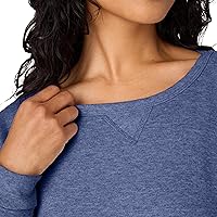 Vista 4 de Hanes Sudadera de cuello redondo para mujer, sudadera de forro polar Ecosmart con muesca en V, sudadera para mujer