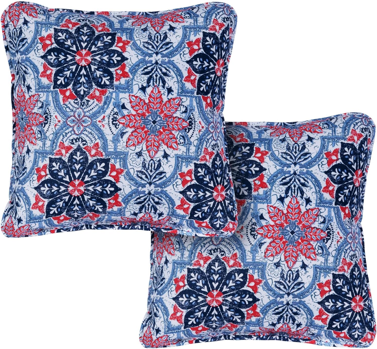 Hanover Medallion Indoor Throw, Set of 2, Decorative and Weather Resistant Meadow Green Cushions for Outdoor Furniture and Patio Sets with Premium Quick-Drying Fabric, 2 Pillows, 2 Count