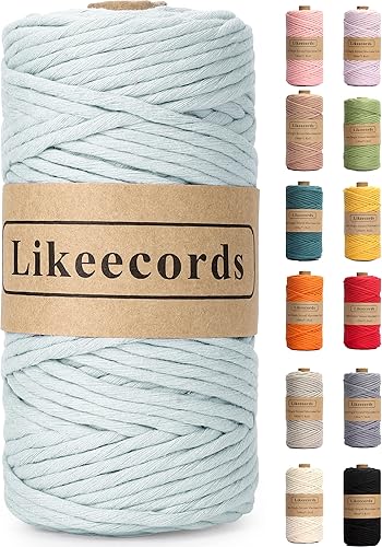 Likeecords Cuerda de macramé de un solo hilo de 0.157 in, cuerda de algodón colorido para colgar en la pared, ganchos de plantas, para manualidades Likeecords Cuerda de macramé de un solo hilo de 0.157 in, cuerda de algodón colorido para colgar en la pared, ganchos de plantas, para manualidades