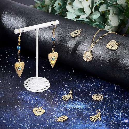 Miniatura 5 de SUNNYCLUE 10 dijes chapados en mal de ojo de 18 quilates