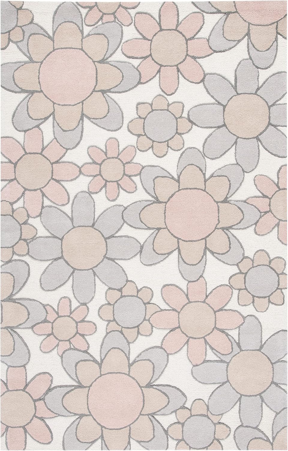 SAFAVIEH Kids Collection Area Rug - 5' x 8', Ivory & Pink, Handmade Floral Wool Nursery, Ideal for High Traffic Areas in Playroom, Nursery, Bedroom (SFK923A)