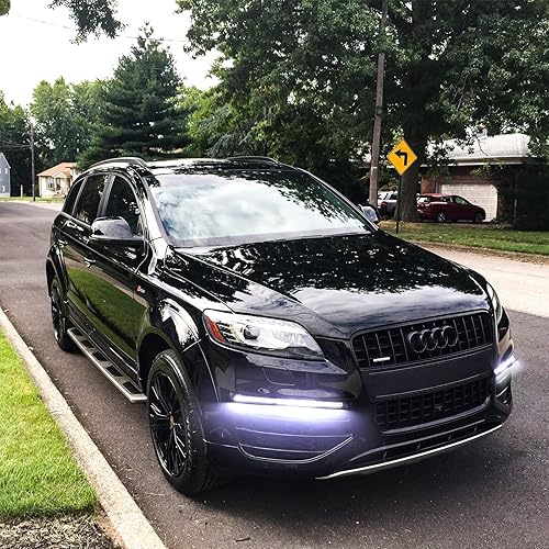 Miniatura 6 de YnGia 2 luces LED COB para correr diurna para automóvil, tira de luz DRL de 6.7in, tira de luz diurna blanca COB LED para conducción antiniebla de