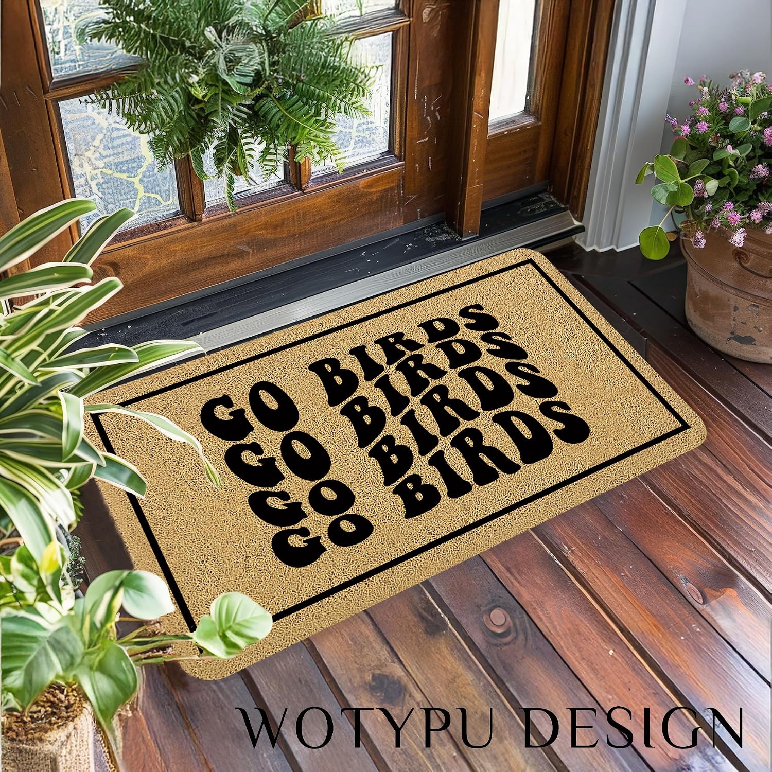 Groovy Go Bird Gifts Door Mat, Football Lovers Players Fans Coach Welcome Mats for Front Door, Sport Lovers Doormat Outdoor Indoor Entrance Entryway, 17X30 Inches
