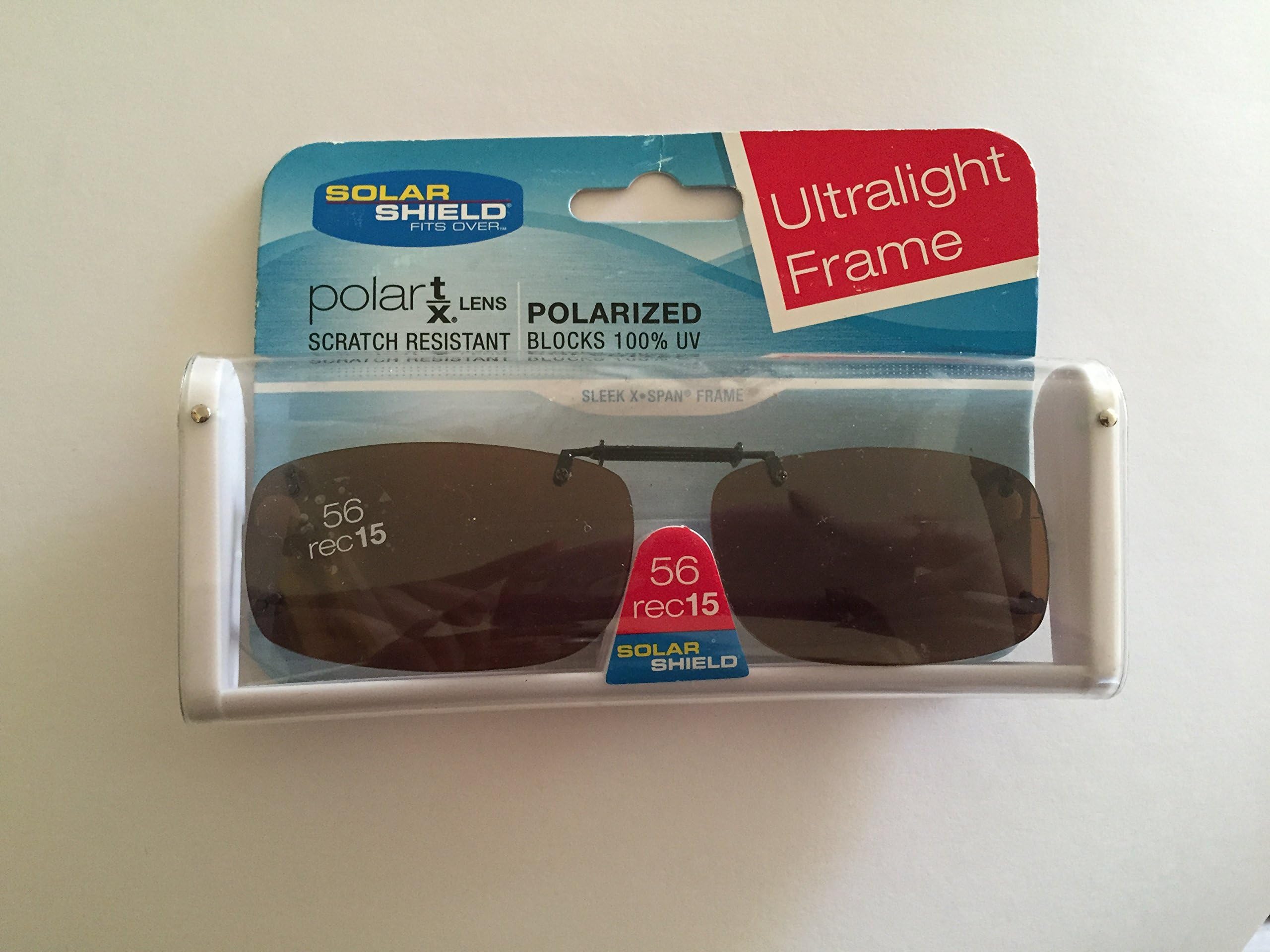 Solar SheildSolar Shield Driving Lens 56 Rec 15 Amber Ultralight Frame Polarized Clip on Sunglasses 100% Uva/uvb Protection