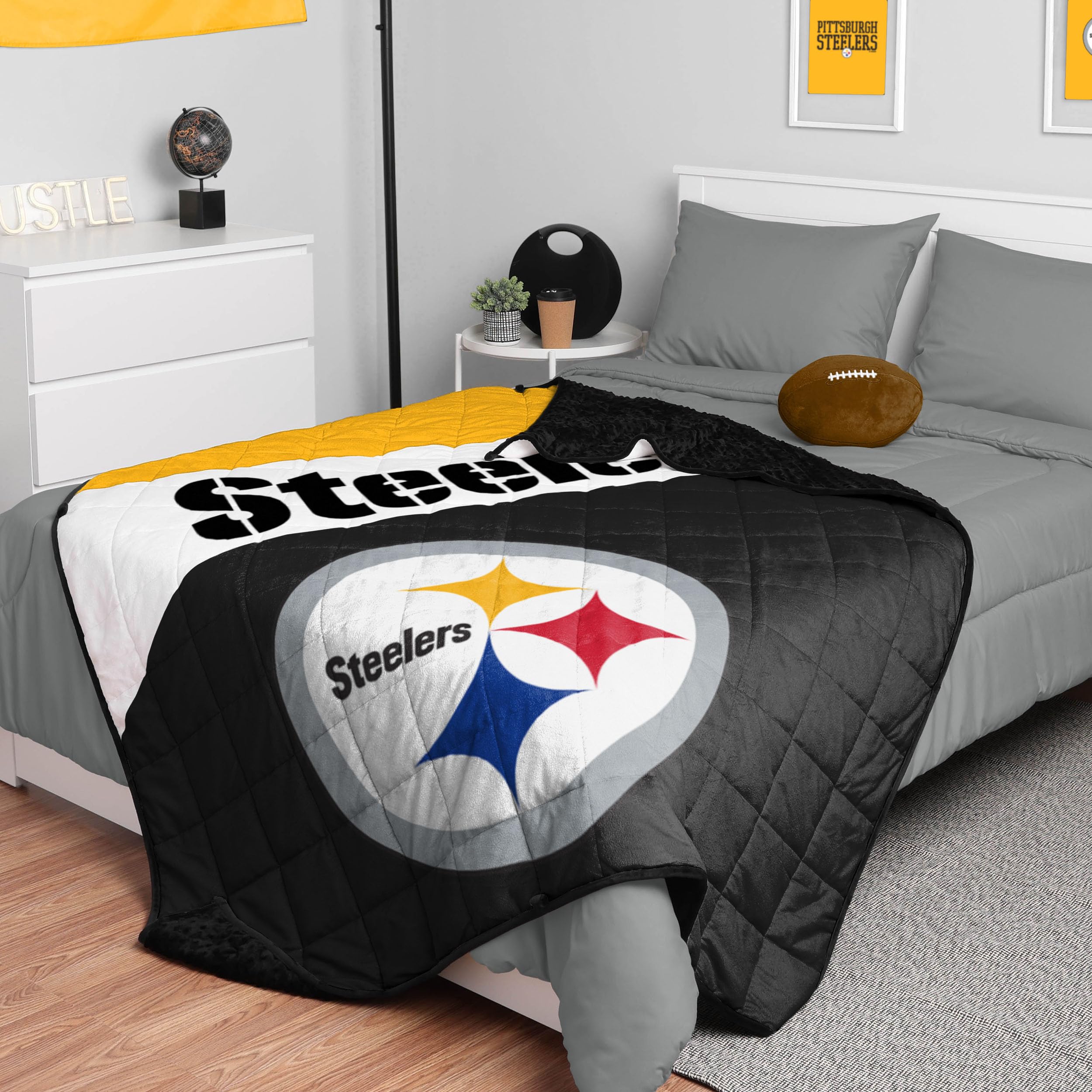 Manta con peso Pittsburgh Steelers Foco de 60x80 pulgadas con diseño premium de alta densidad