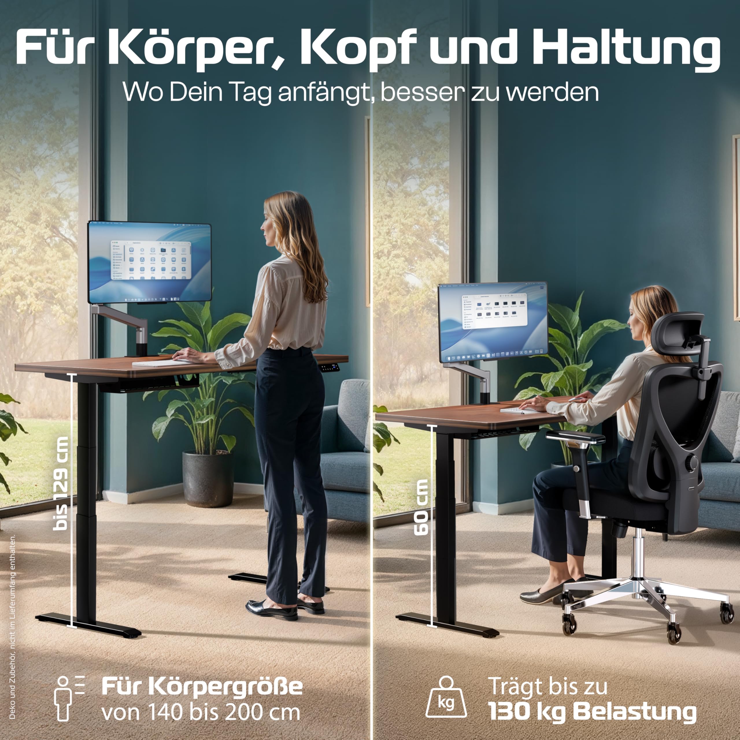 CLOUVOU MasterDesk Höhenverstellbarer Schreibtisch elektrisch 140x70cm [TESTSIEGER] Dual-Motor Schreibtisch höhenverstellbar elektrisch | Elektrischer Schreibtisch mit Memory, 2X USB & Kabelversteck